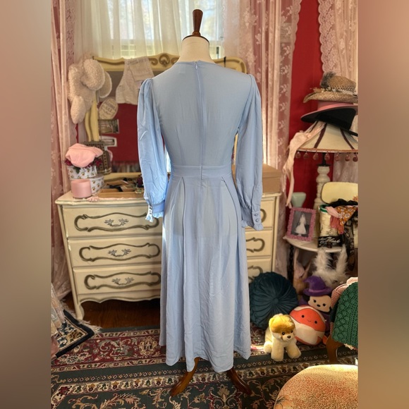 Milumia Women's Elegant Frilled Long Sleeve Pleated Fit & Flare Dress X-Small - Picture 3 of 8